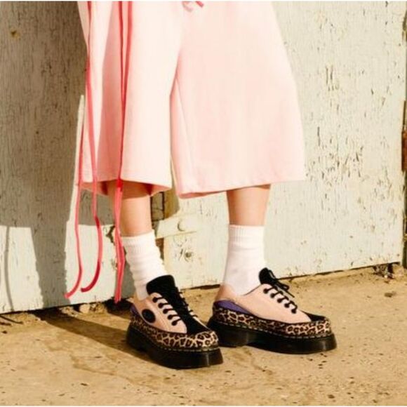 Dr. Martens Buzz 5-Eye Light Tan & Powder Pink Leopard and Suede Shoes UK 7 NIB - Picture 13 of 15